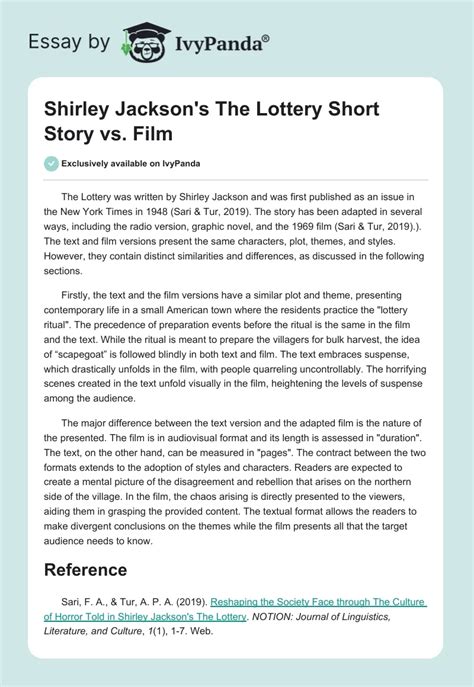 the lottery movie vs story.